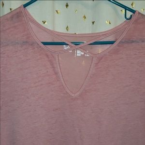 Flirtitude | active sheer light pink top. Sz L